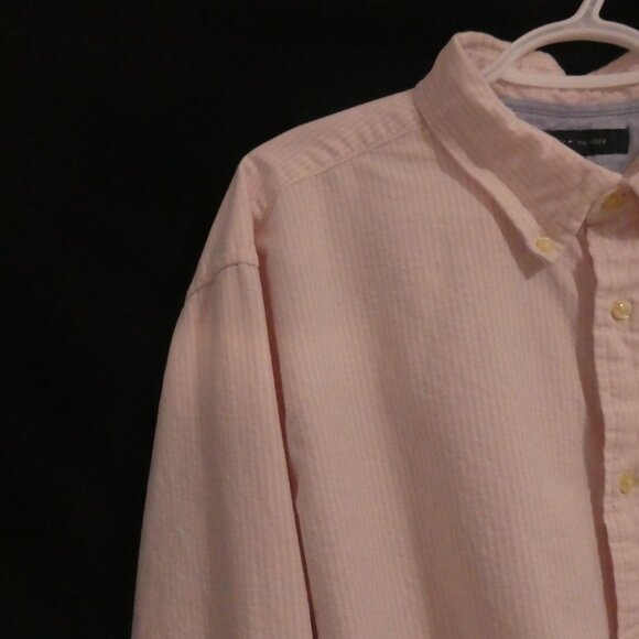TOMMY HILFIGER | xl - extra large | Pink and White Striped Dress Shirt W/ Pocket - Picture 3 of 14